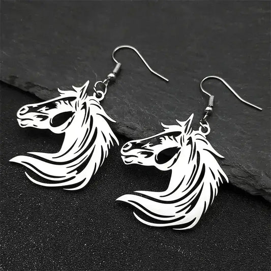 Horse Head Dangle Earrings For Women Stainless Steel Drop Earrings - The Best New Thing