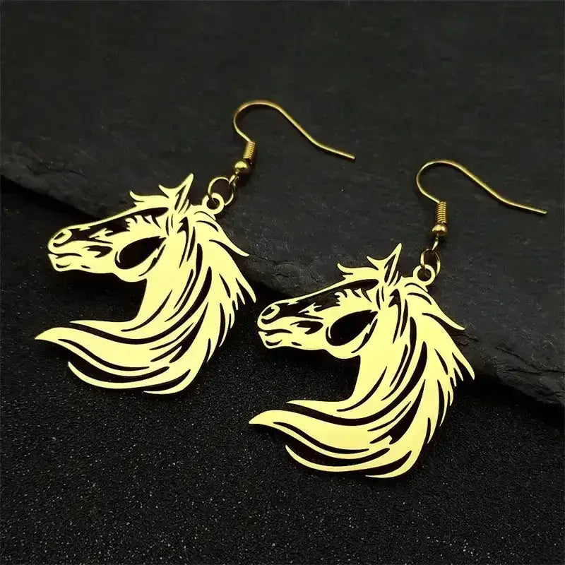 Horse Head Dangle Earrings For Women Stainless Steel Drop Earrings - The Best New Thing