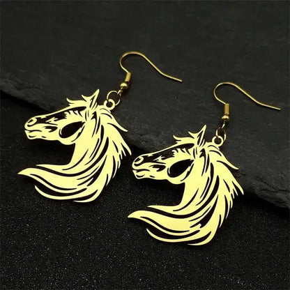 Horse Head Dangle Earrings For Women Stainless Steel Drop Earrings - The Best New Thing