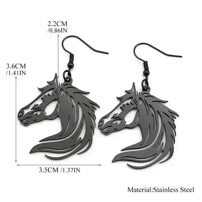 Horse Head Dangle Earrings For Women Stainless Steel Drop Earrings - The Best New Thing