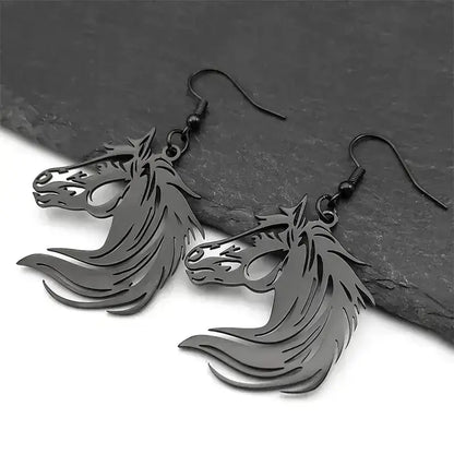 Horse Head Dangle Earrings For Women Stainless Steel Drop Earrings - The Best New Thing