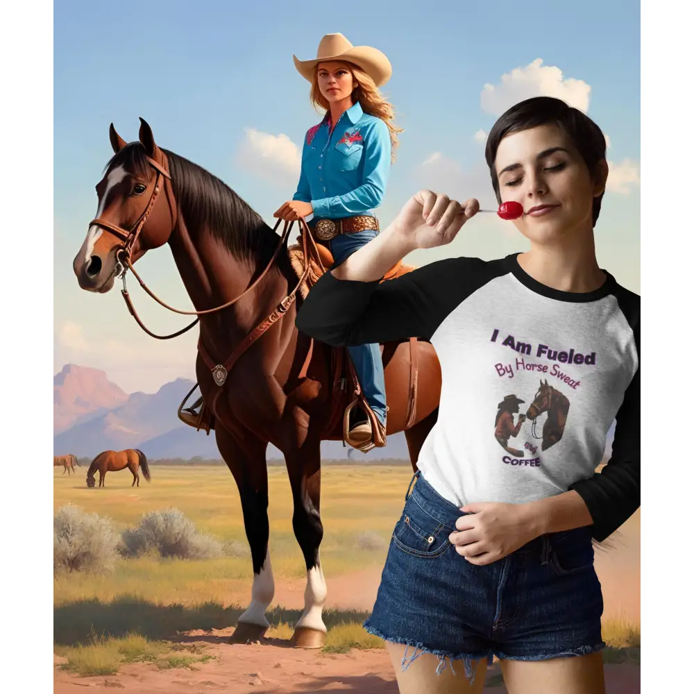 Novelty horse-themed T-shirt for Horse Lover Baseball Tee Equestrian Coffee Gift