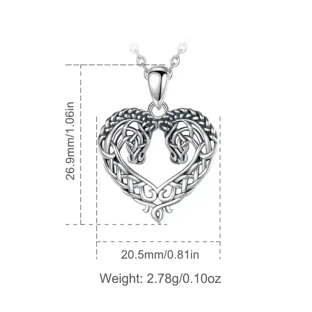 Horse Necklace, Heart Shape Jewelry, Sterling Silver Horse Lovers Gift - The Best New Thing
