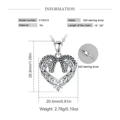 Horse Necklace, Heart Shape Jewelry, Sterling Silver Horse Lovers Gift - The Best New Thing