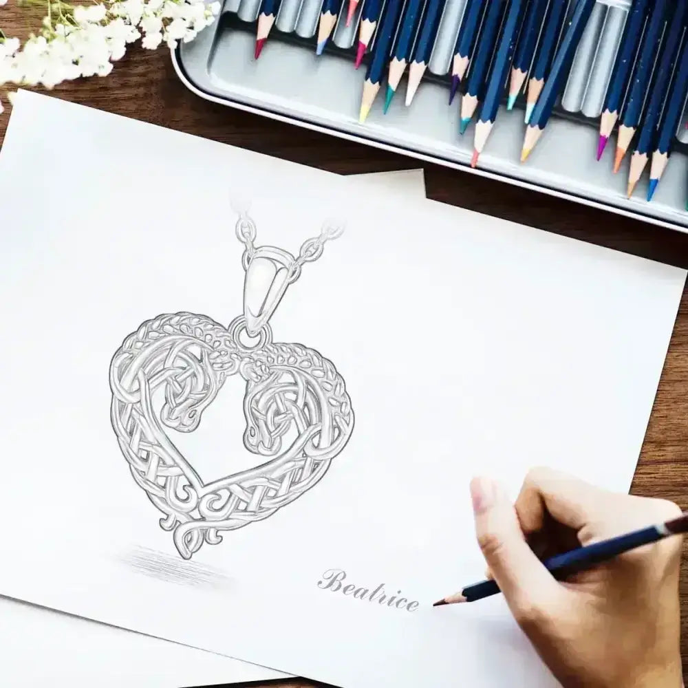 Horse Necklace, Heart Shape Jewelry, Sterling Silver Horse Lovers Gift - The Best New Thing