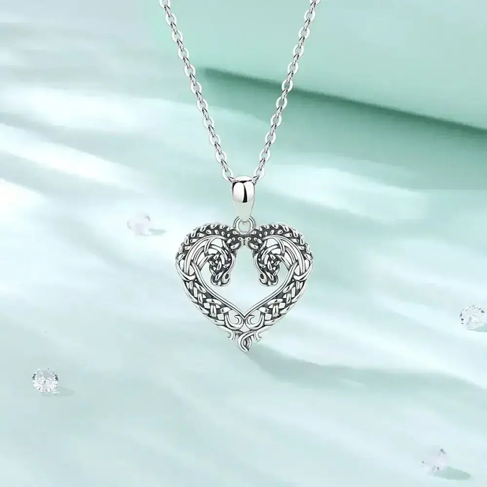 Horse Necklace, Heart Shape Jewelry, Sterling Silver Horse Lovers Gift - The Best New Thing