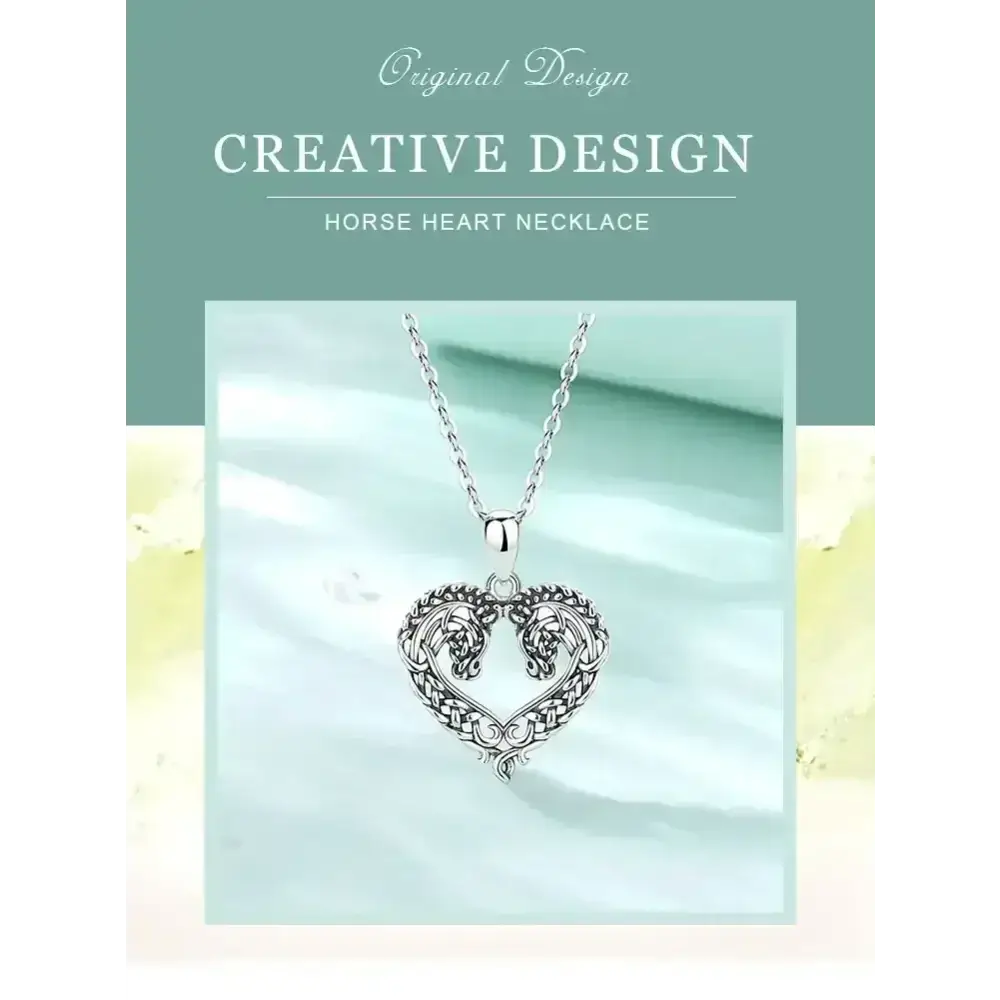 Horse Necklace, Heart Shape Jewelry, Sterling Silver Horse Lovers Gift - The Best New Thing