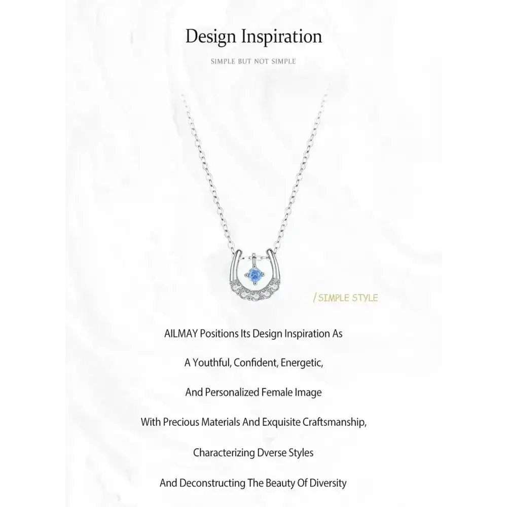 Horseshoe Necklace, Sterling Silver Lucky Cubic Zirconia Pendant - The Best New Thing