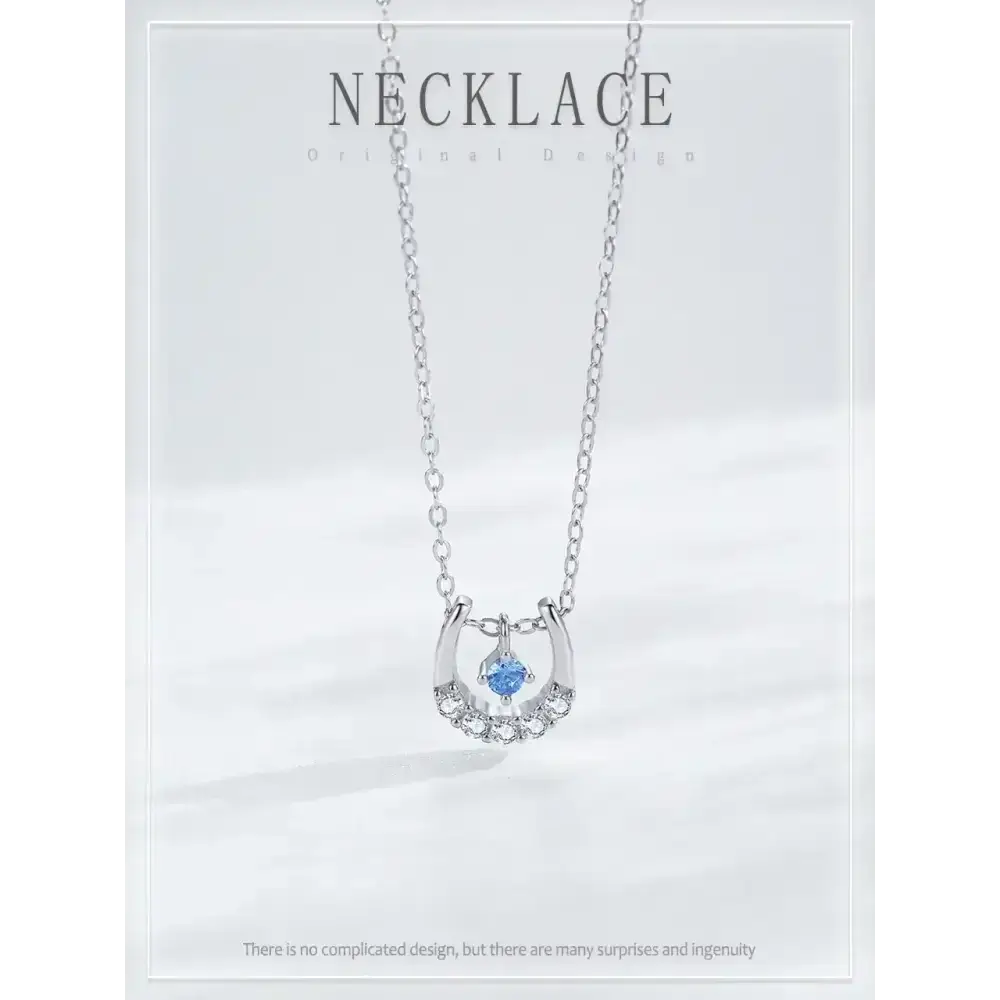 Horseshoe Necklace, Sterling Silver Lucky Cubic Zirconia Pendant - The Best New Thing