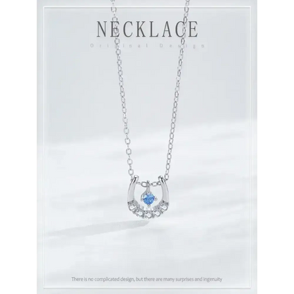 Horseshoe Necklace, Sterling Silver Lucky Cubic Zirconia Pendant - The Best New Thing