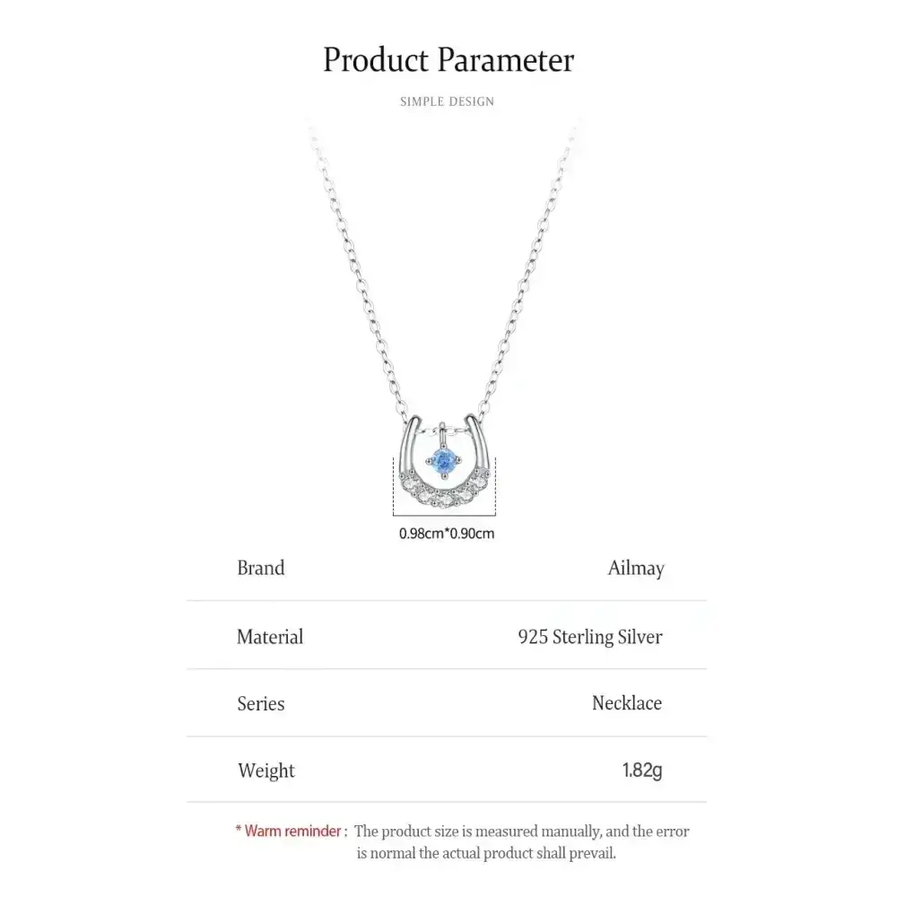 Horseshoe Necklace, Sterling Silver Lucky Cubic Zirconia Pendant - The Best New Thing