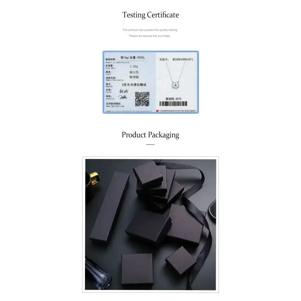 Horseshoe Necklace Real 925 Sterling Silver Lucky Horseshoe Cubic Zirconia Pendant For Women U-shaped Jewelry Gift