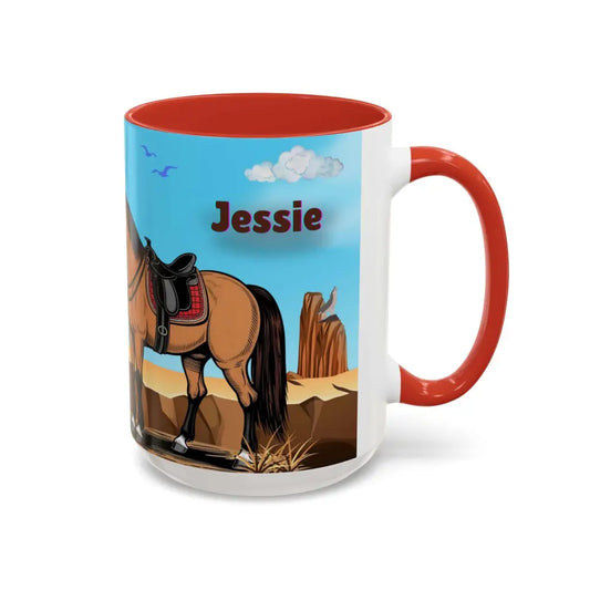 Humorous Cowboys Coffee Mug - Personalize IT - Pleading Cowboy and Sassy Horse Western Mug 15oz - Mug