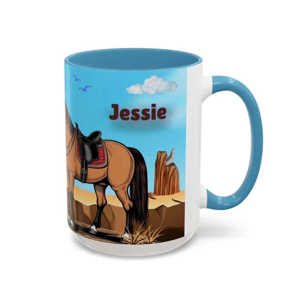 Humorous Cowboys Coffee Mug - Personalize IT - Pleading Cowboy and Sassy Horse Western Mug 15oz - Mug