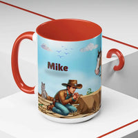 Humorous Cowboys Coffee Mug - Personalize IT - Pleading Cowboy and Sassy Horse Western Mug 15oz - Mug