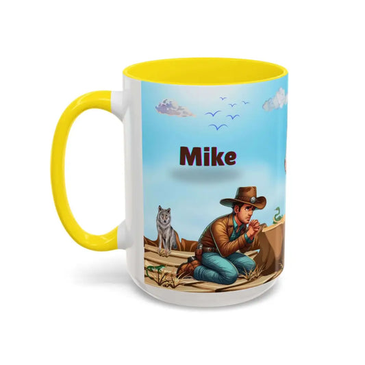 Humorous Cowboys Coffee Mug - Personalize IT - Pleading Cowboy and Sassy Horse Western Mug 15oz - Mug