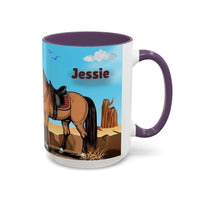 Humorous Cowboys Coffee Mug - Personalize IT - Pleading Cowboy and Sassy Horse Western Mug 15oz - Mug
