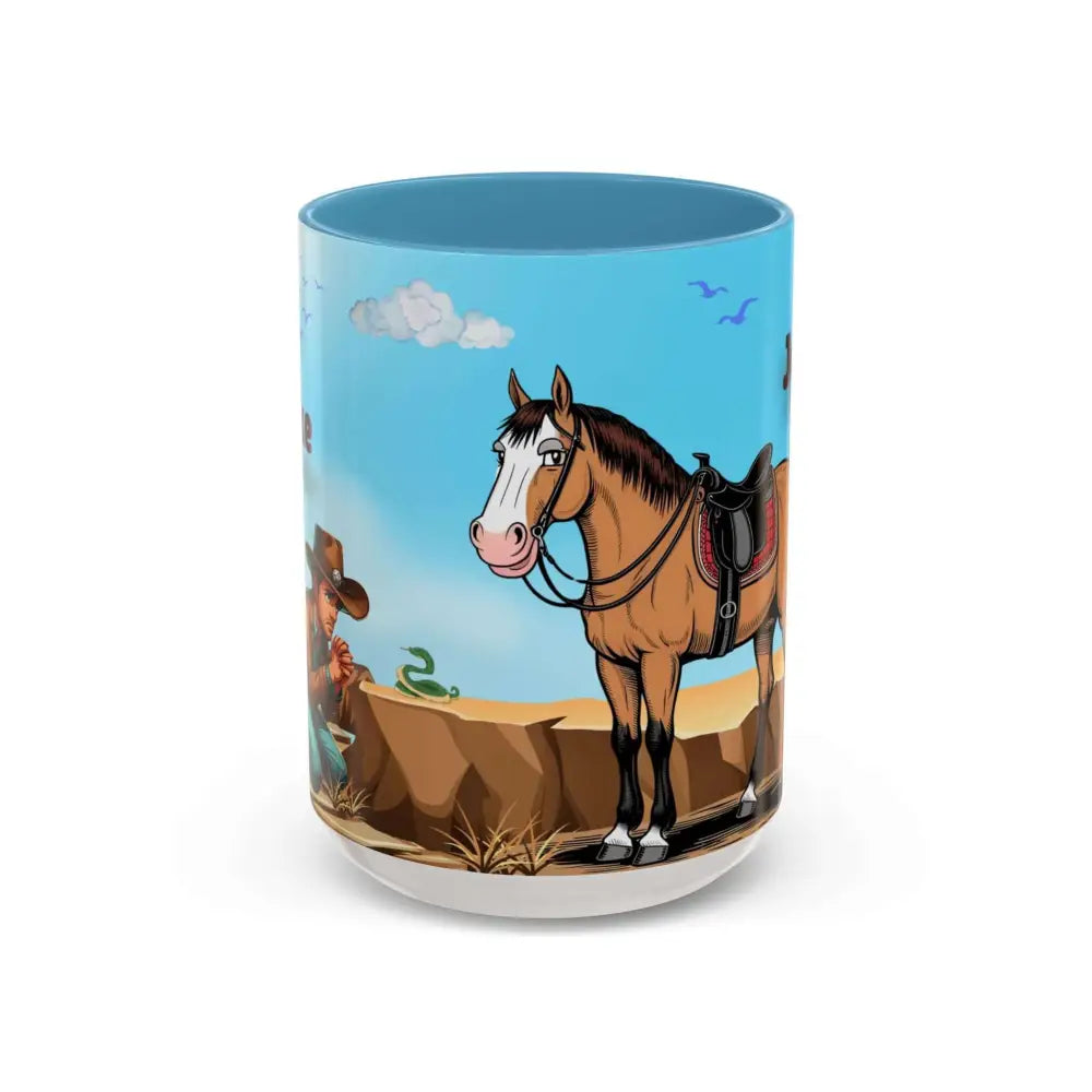 Humorous Cowboys Coffee Mug Personalize IT Pleading Cowboy and Sassy Horse Western Mug 15oz 15oz / Light Blue Mug