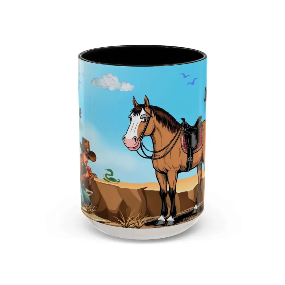 Humorous Cowboys Coffee Mug Personalize IT Pleading Cowboy and Sassy Horse Western Mug 15oz 15oz / Black Mug