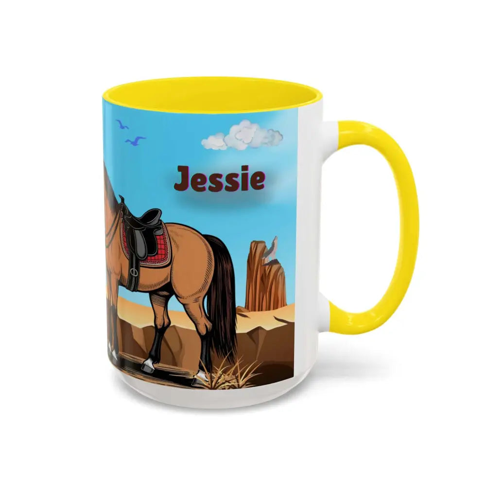 Humorous Cowboys Coffee Mug - Personalize IT - Pleading Cowboy and Sassy Horse Western Mug 15oz - Mug