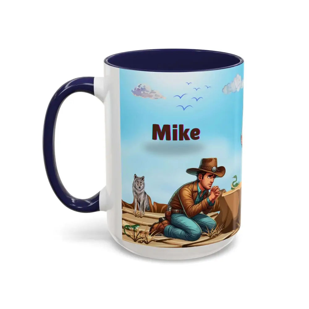 Humorous Cowboys Coffee Mug - Personalize IT - Pleading Cowboy and Sassy Horse Western Mug 15oz - Mug
