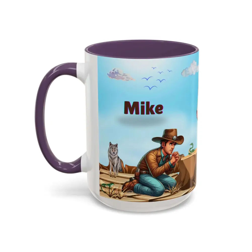 Humorous Cowboys Coffee Mug - Personalize IT - Pleading Cowboy and Sassy Horse Western Mug 15oz - Mug