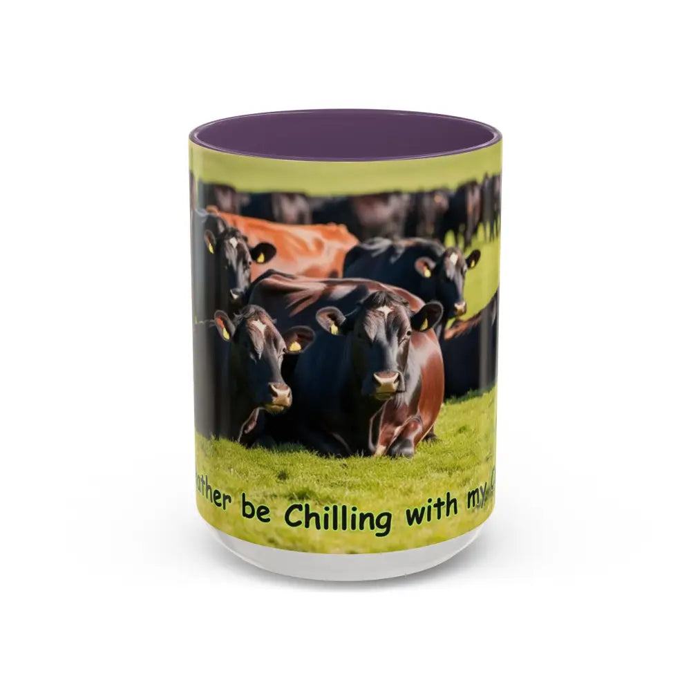 I love Cows Coffee Mug Chilling Cows Country Lifestyle Farm Gifts 15oz - 15oz / Purple - Mug