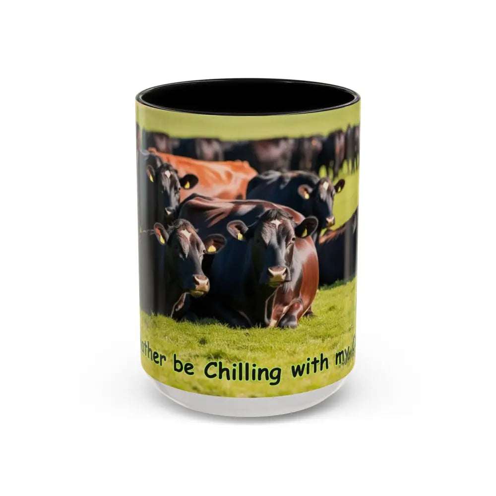 I love Cows Coffee Mug Chilling Cows Country Lifestyle Farm Gifts 15oz - 15oz / Black - Mug
