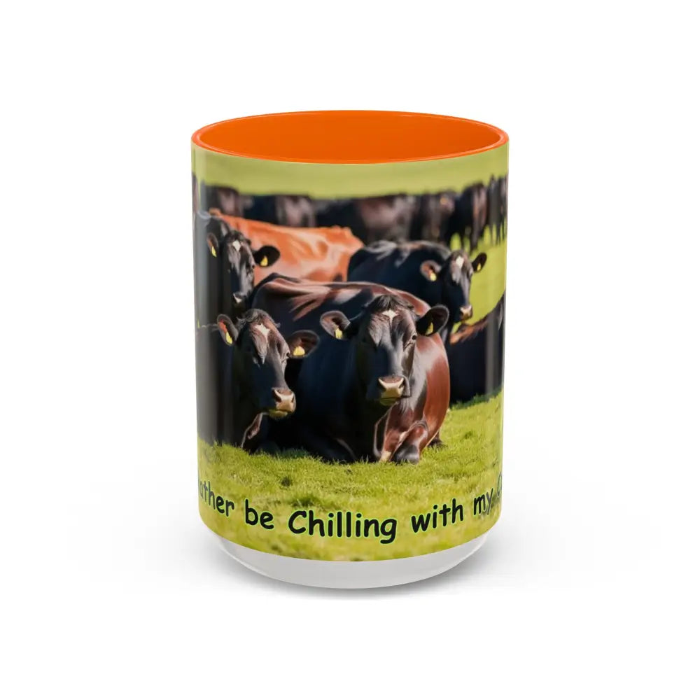 I love Cows Coffee Mug Chilling Cows Country Lifestyle Farm Gifts 15oz - 15oz / Orange - Mug