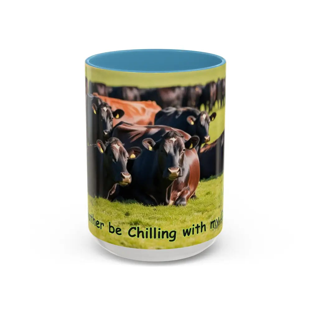 I love Cows Coffee Mug Chilling Cows Country Lifestyle Farm Gifts 15oz - 15oz / Light Blue - Mug
