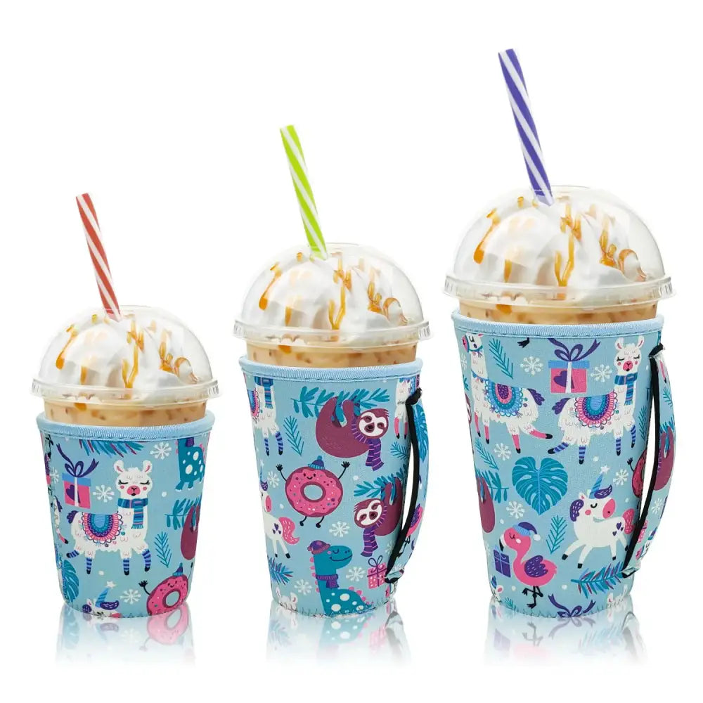 Iced Drink Sleeves Western Reusable Coolie Sleeve Neoprene Insulator Sleeve for Iced drinks 3 sizes 3pc Pk Party