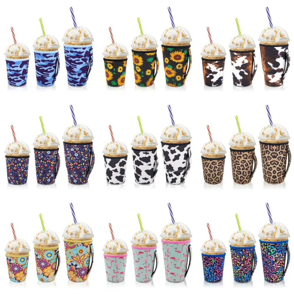Iced Drink Sleeves Western Reusable Coolie Sleeve Neoprene Insulator Sleeve for Iced drinks 3 sizes 3pc Pk Drink Sleeves