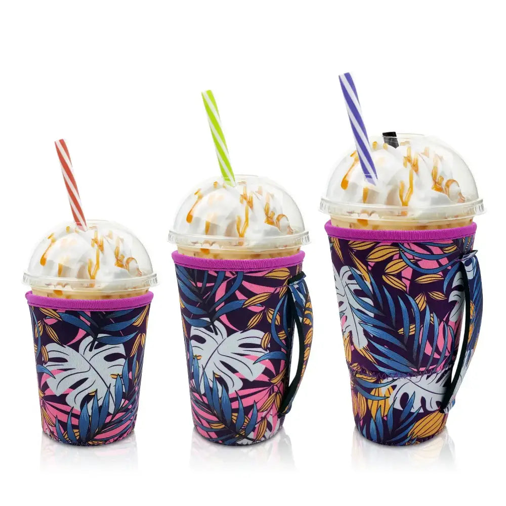 Iced Drink Sleeves Western Reusable Coolie Sleeve Neoprene Insulator Sleeve for Iced drinks 3 sizes 3pc Pk - Midnight