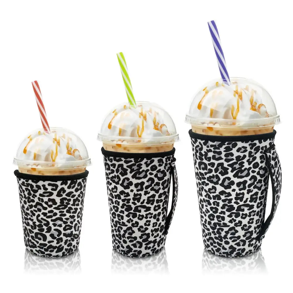 Iced Drink Sleeves Western Reusable Coolie Sleeve Neoprene Insulator Sleeve for Iced drinks 3 sizes 3pc Pk White