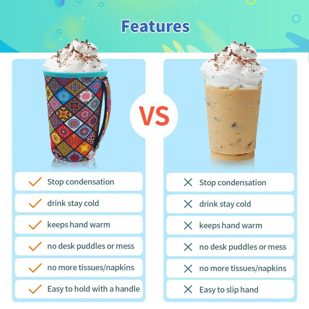 Iced Drink Sleeves Western Reusable Coolie Sleeve Neoprene Insulator Sleeve for Iced drinks 3 sizes 3pc Pk Drink Sleeves