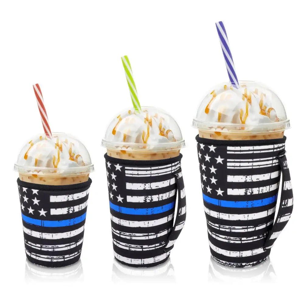 Iced Drink Sleeves Western Reusable Coolie Sleeve Neoprene Insulator Sleeve for Iced drinks 3 sizes 3pc Pk - Black
