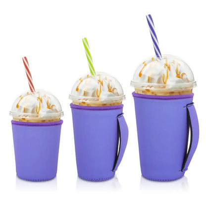 Iced Drink Sleeves Western Reusable Coolie Sleeve Neoprene Insulator Sleeve for Iced drinks 3 sizes 3pc Pk - Blue