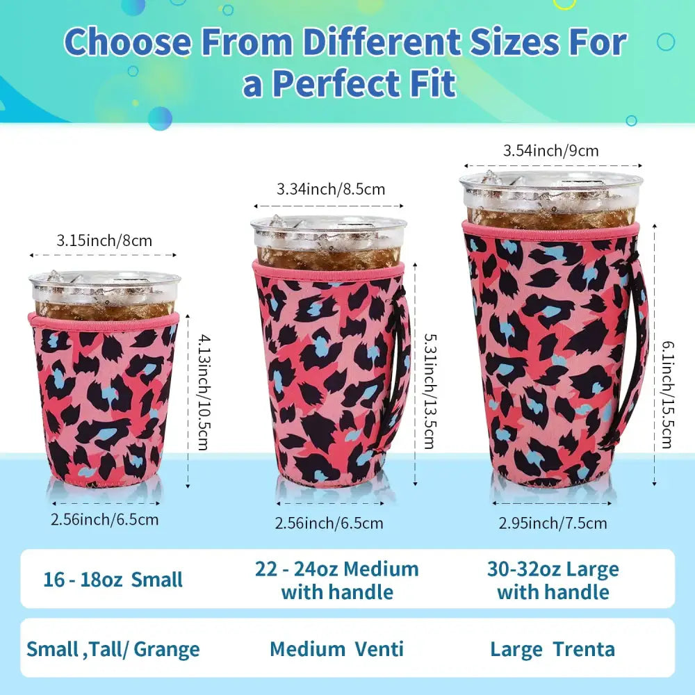 Iced Drink Sleeves Western Reusable Coolie Sleeve Neoprene Insulator Sleeve for Iced drinks 3 sizes 3pc Pk Drink Sleeves