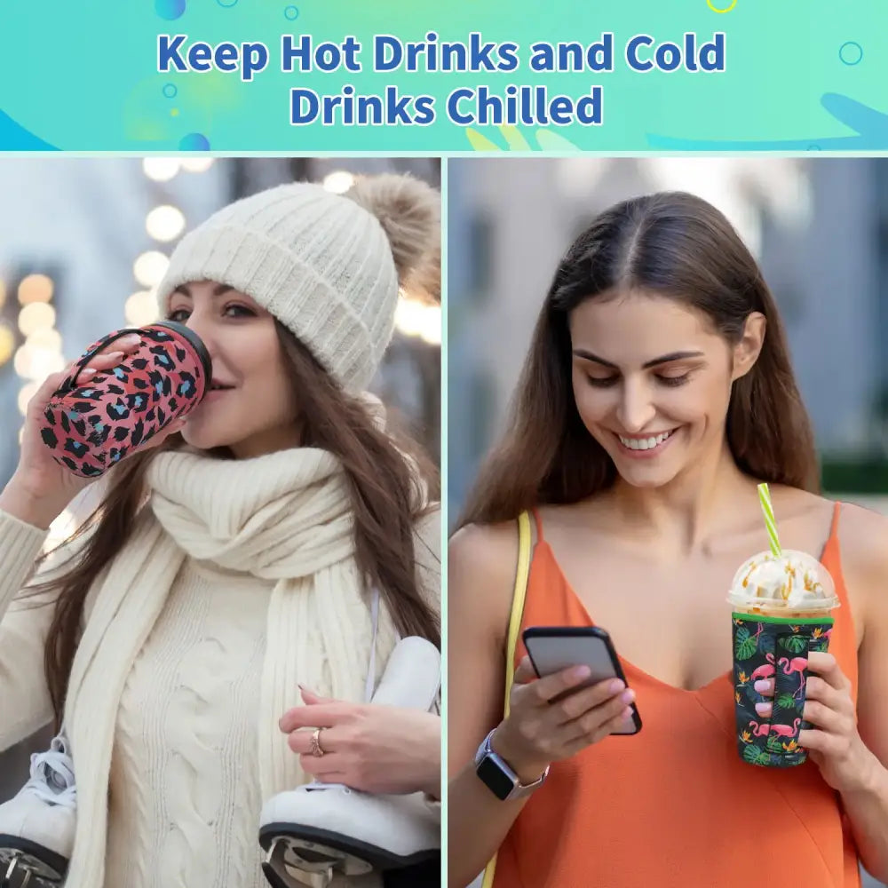 Iced Drink Sleeves Western Reusable Coolie Sleeve Neoprene Insulator Sleeve for Iced drinks 3 sizes 3pc Pk Drink Sleeves