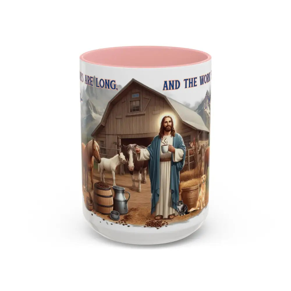 Inspirational Jesus Coffee Mug Uplifting Spiritual Motivational Gifts 15oz - 15oz / Pink - Mugs