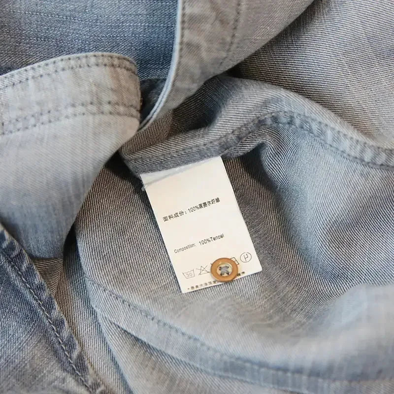 Long Sleeve Denim Shirt for Women, 100% Lyocell Western Blouse - The Best New Thing