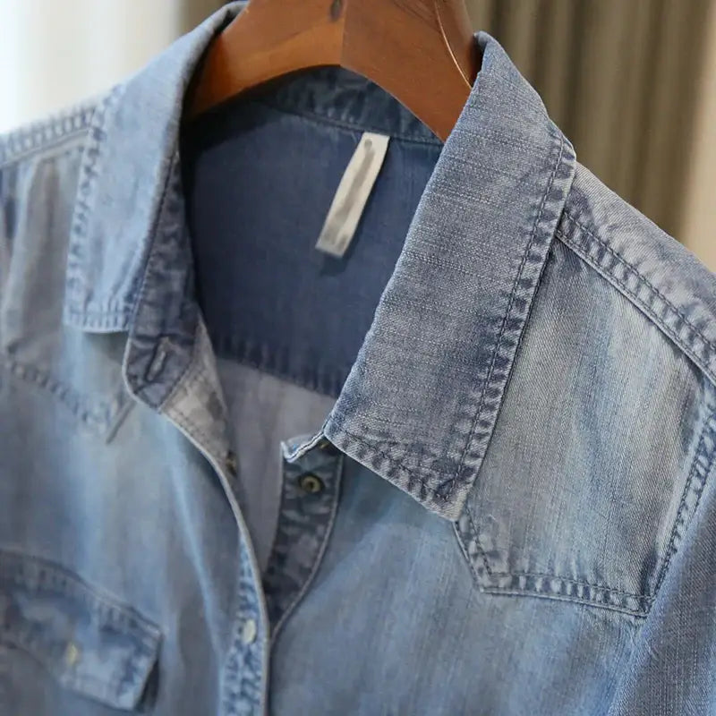 Long Sleeve Denim Shirt for Women 100% Lyocell Western Blouse Denim Apparel for Women Apparel