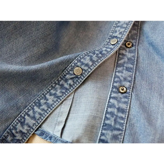 Long Sleeve Denim Shirt for Women 100% Lyocell Western Blouse Denim Apparel for Women - Apparel