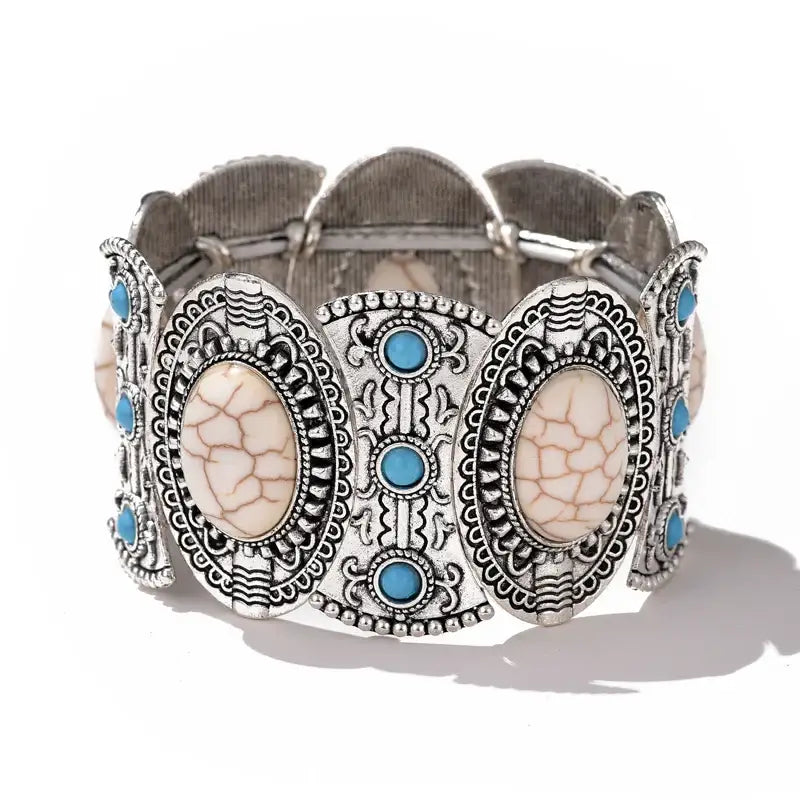Western Fashion Bracelets Elastic Bracelets & Bangles Horse Lover Jewelry - White And Blue - Jewelry