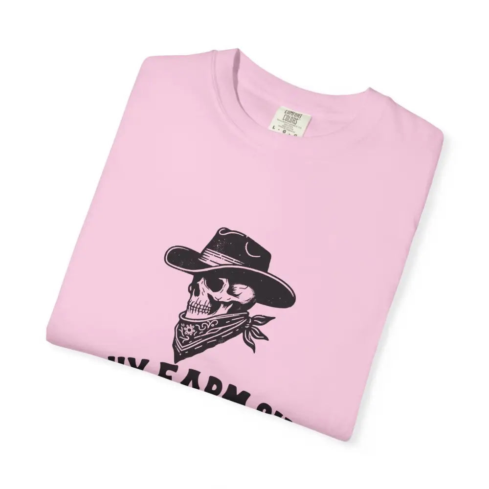 Lucky Farm Unisex T-shirt Vintage Style Tee Casual Outfit Gift for Farmers Boho Apparel Skull Graphic Shirt - T-Shirt