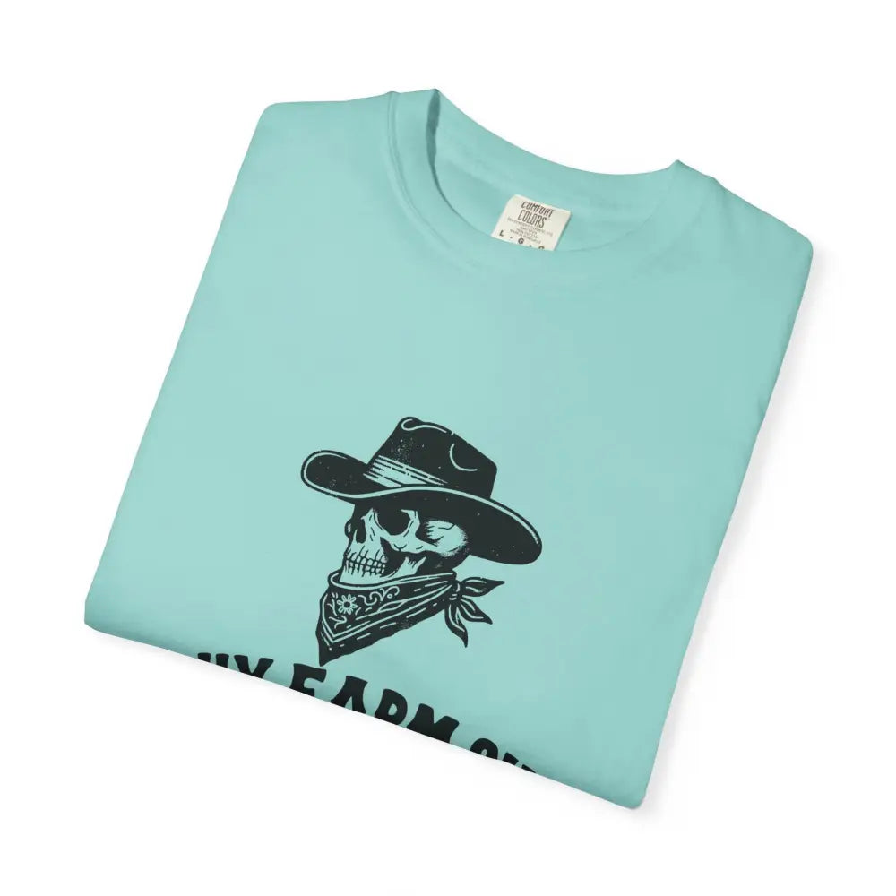 Lucky Farm Unisex T-shirt Vintage Style Tee Casual Outfit Gift for Farmers Boho Apparel Skull Graphic Shirt - T-Shirt