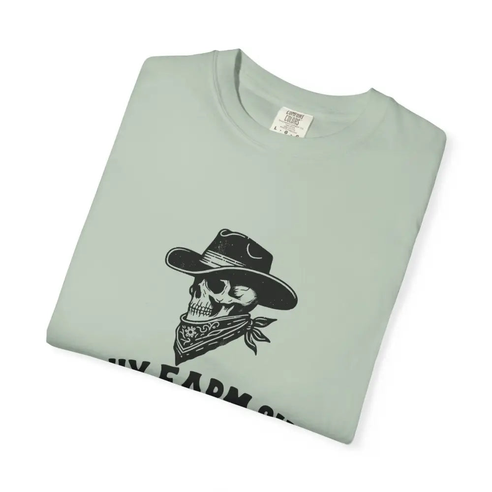 Lucky Farm Unisex T-shirt Vintage Style Tee Casual Outfit Gift for Farmers Boho Apparel Skull Graphic Shirt - T-Shirt