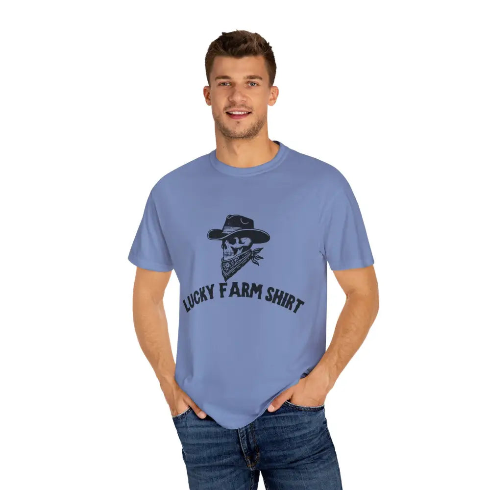 Lucky Farm Unisex T-shirt Vintage Style Tee Casual Outfit Gift for Farmers Boho Apparel Skull Graphic Shirt - T-Shirt