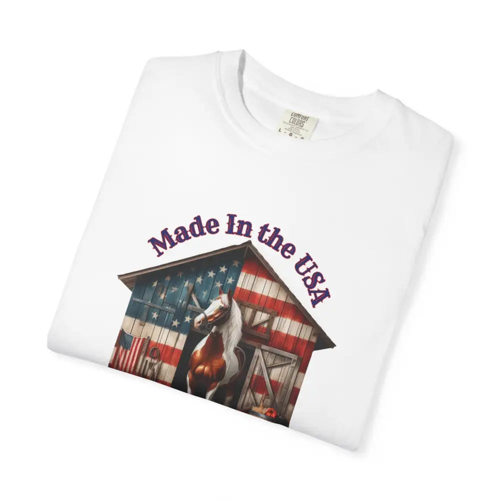 Made in the USA Horse Graphic T Shirt Patriotic Tee for Horse Lovers American Pride Apparel T Shirt