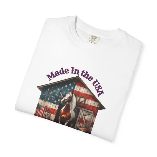 Made in the USA Horse Graphic T-Shirt Patriotic Tee for Horse Lovers American Pride Apparel - T-Shirt